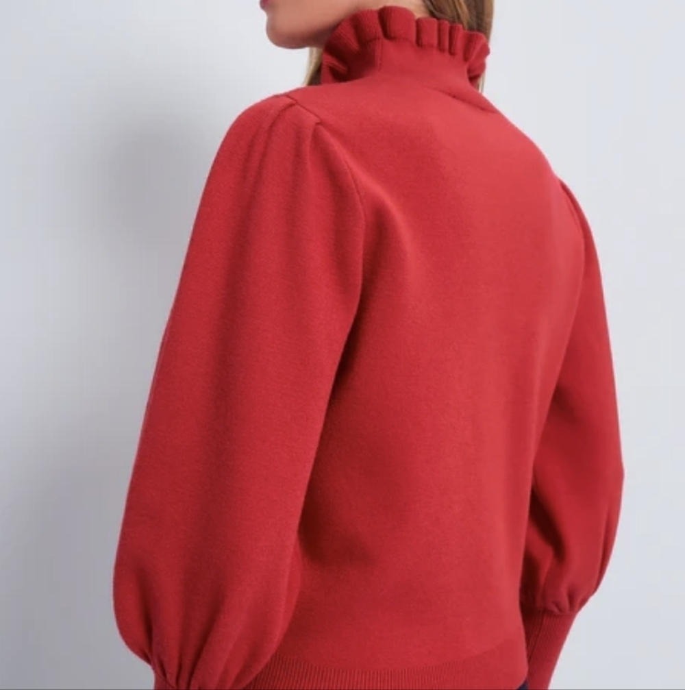 Hyacinth House Red Ruffle Collar Raley Sweater Red - Picture 5 of 6
